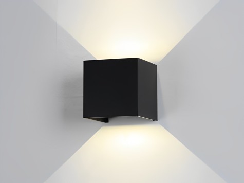 APLIQUE LED 10W BIDIRECC LUZ CALIDA NEGRO CUBO